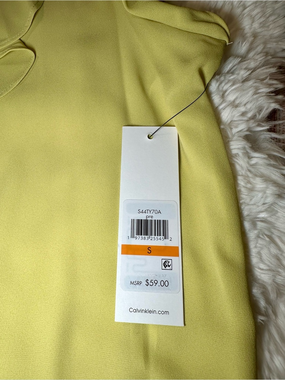 Calvin Klein NWT Ruffle Front Blouse Small Sleeveless Career Office Top Yellow - Picture 10 of 12